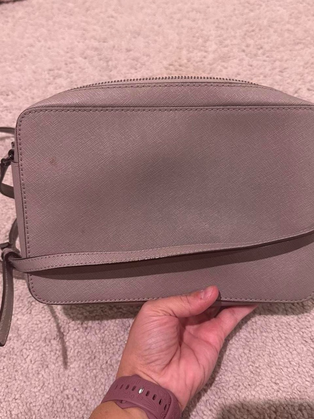 Michael Kors Light Gray Studded Saffiano Crossbody - Picture 6 of 6